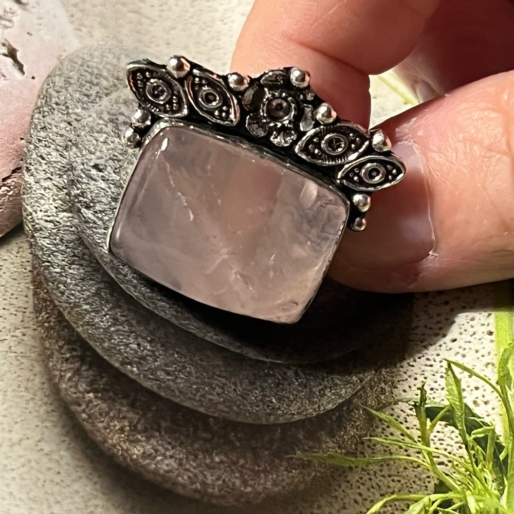 NEW Rose Quartz silver ring - Picture 8 of 11
